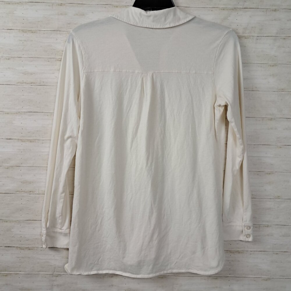 Peruvian Connection Knit Button Front Top Ivory - image 2